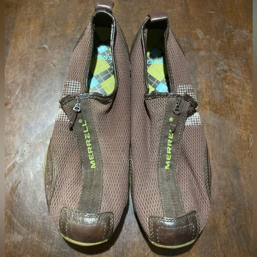 Merrell Barrado Zip Walking Sneakers Womens 8 Purple-Brown Mesh Sporty Athletic